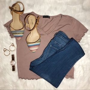Popular21 copper rose cropped top